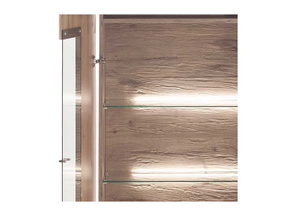 Vitrine seitlich mit Glas in Wildeichefarben 200 cm hoch