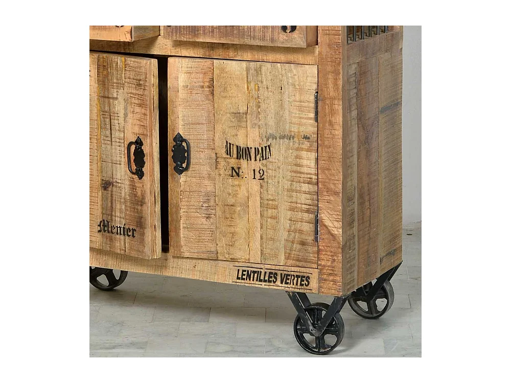 Vitrinenschrank auf Rollen Industry Style