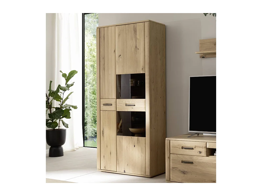 Vitrine Schrank in Asteiche hell mit Glastür