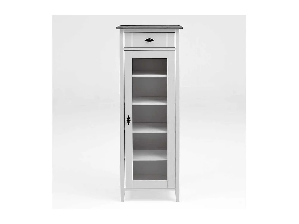 Badezimmer Vitrine in Weiß Grau Kiefer teilmassiv Landhaus Design