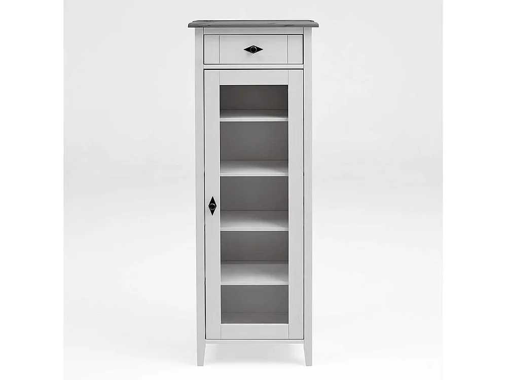 Badezimmer Vitrine in Weiß Grau Kiefer teilmassiv Landhaus Design