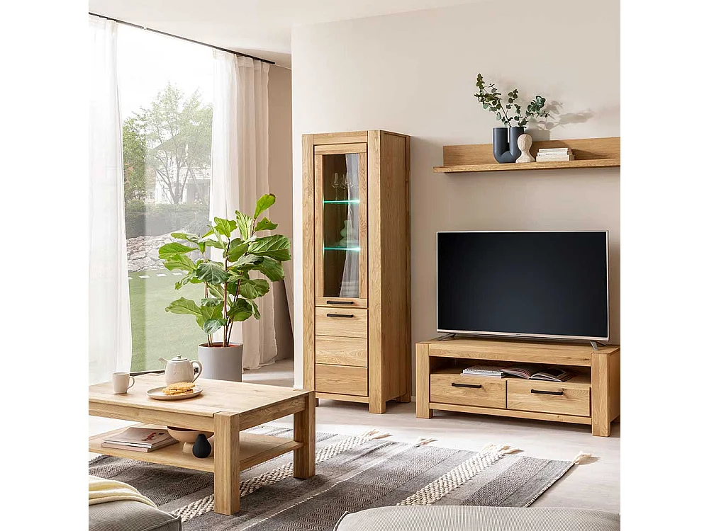 Vitrine Hochvitrine in modernem Design - Wildeichefarben