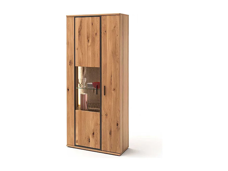 Wohnzimmer Vitrine mit Asteiche furniert 165 cm breit