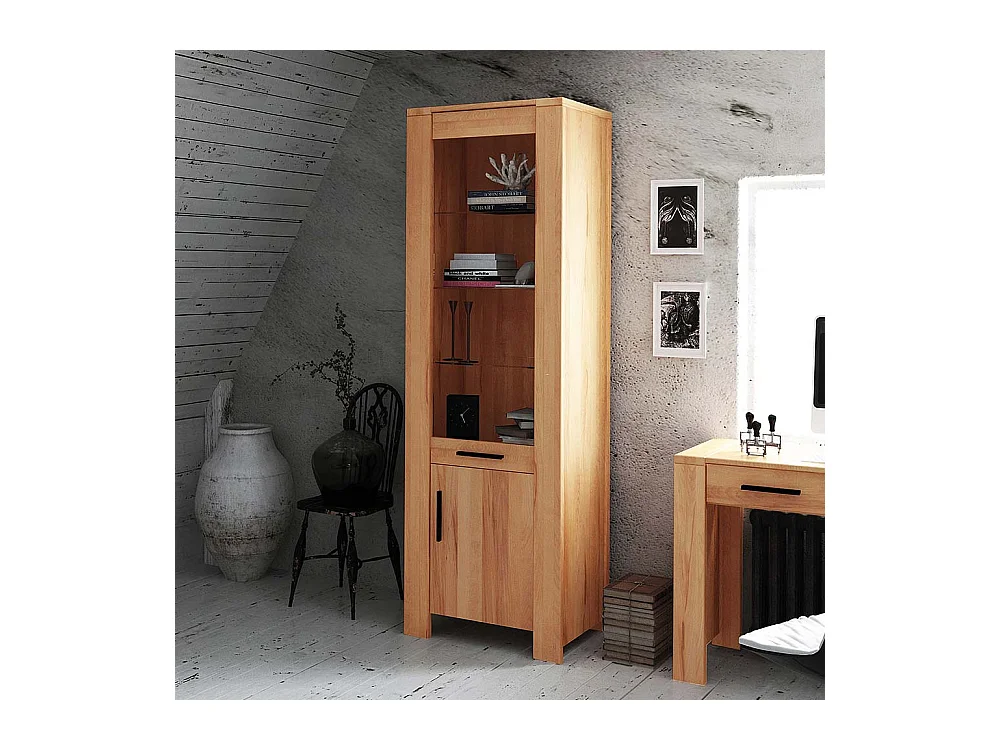 Standvitrine aus Kernbuche Massivholz 205 cm hoch