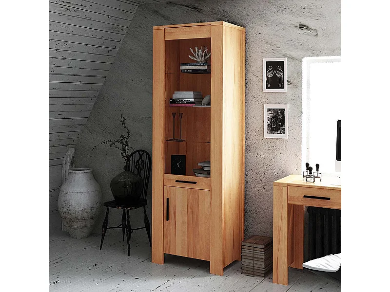 Standvitrine aus Kernbuche Massivholz 205 cm hoch