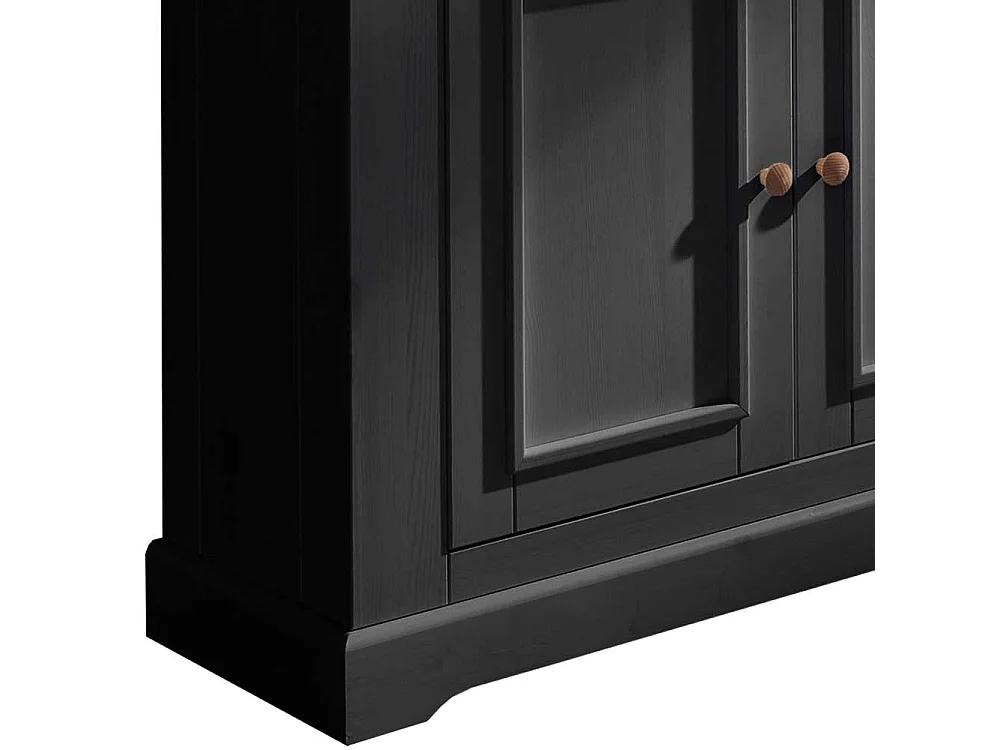 Wohnzimmervitrine in Grau und Eichefarben Kiefer Massivholz