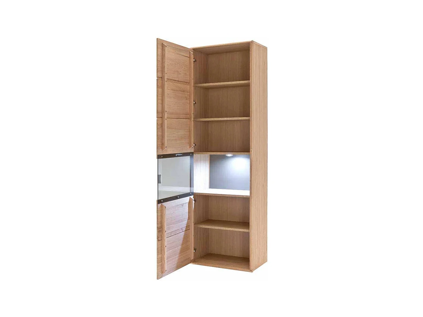 Wohnzimmervitrine aus Eiche hell geölt LED Beleuchtung