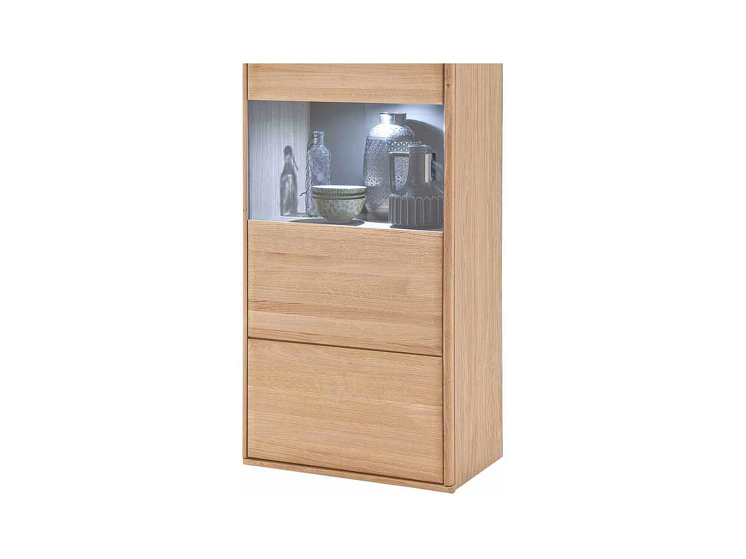 Wohnzimmervitrine aus Eiche hell geölt LED Beleuchtung