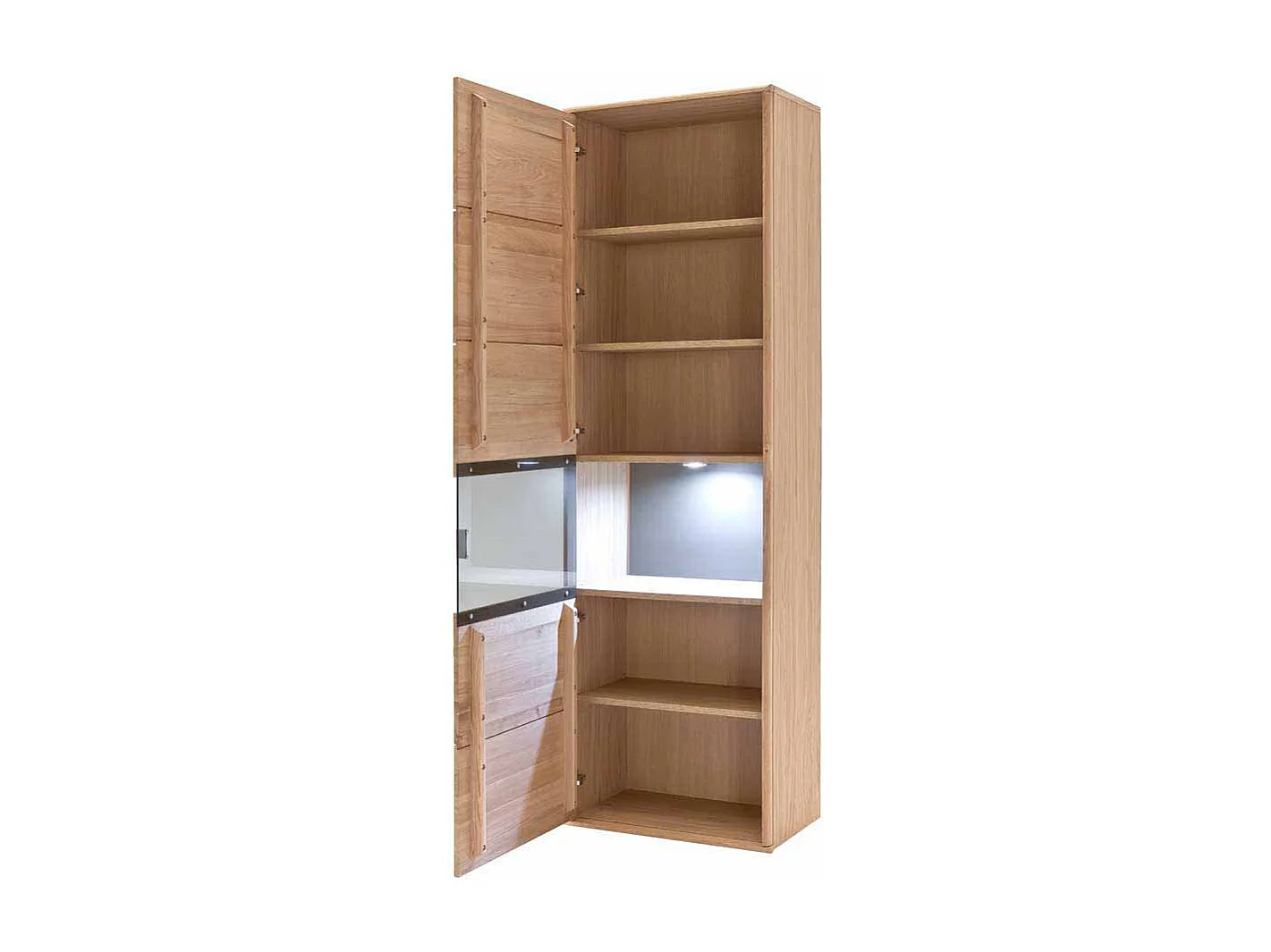 Wohnzimmervitrine aus Eiche hell geölt LED Beleuchtung