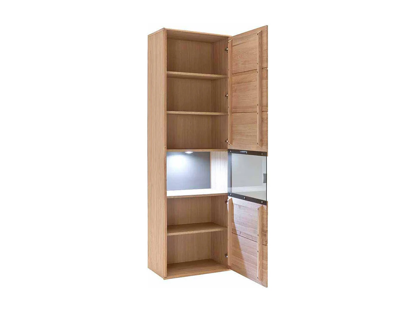 Wohnzimmervitrine aus Eiche hell geölt LED Beleuchtung