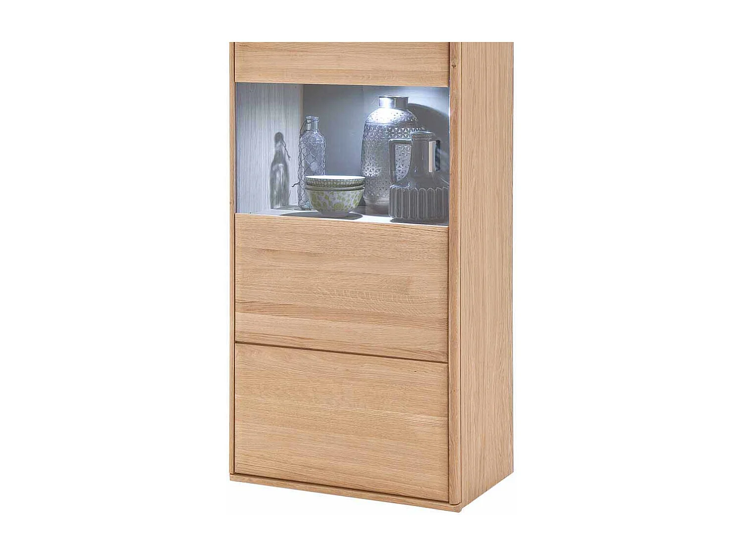 Wohnzimmervitrine aus Eiche hell geölt LED Beleuchtung