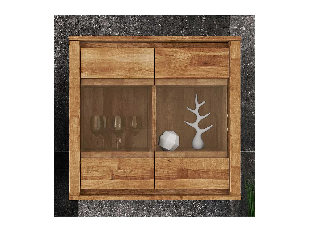 Wandvitrine aus Wildeiche Massivholz 80 cm