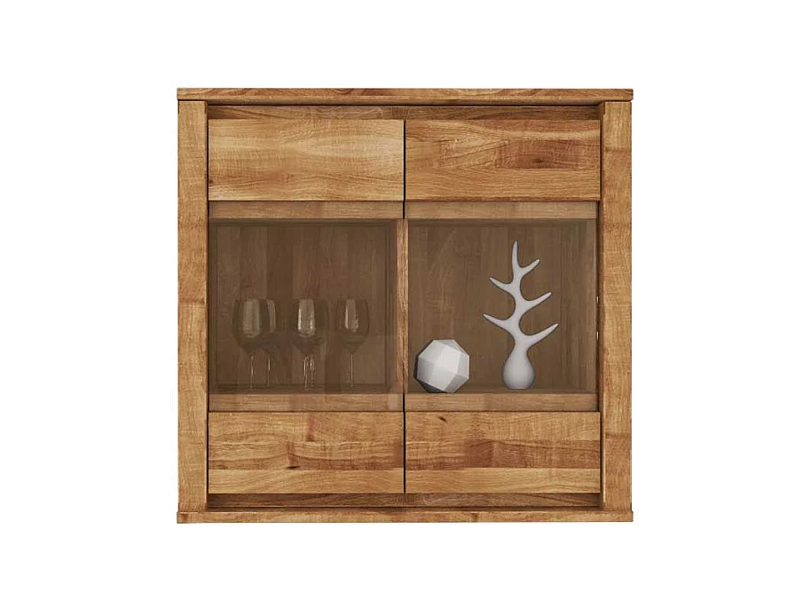Wandvitrine aus Wildeiche Massivholz 80 cm