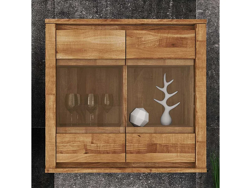 Wandvitrine aus Wildeiche Massivholz 80 cm