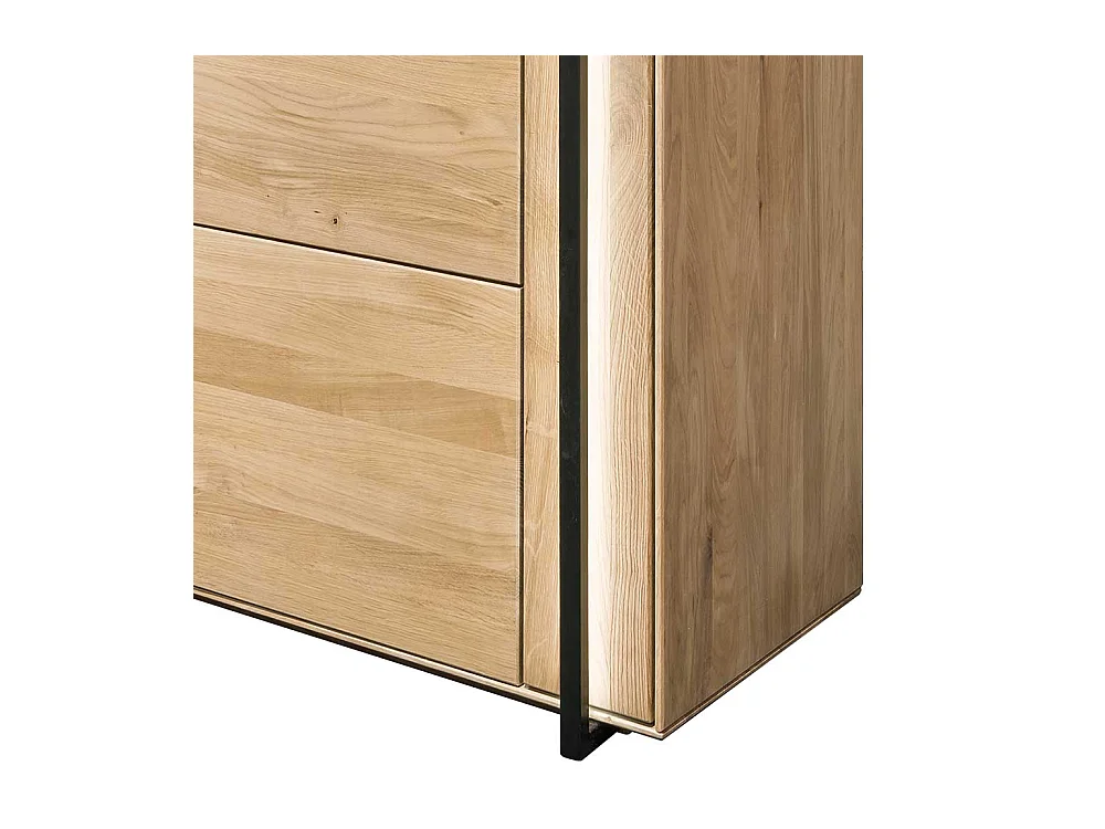 XL Wohnzimmervitrine in Asteichefarben Massivholz und Glas