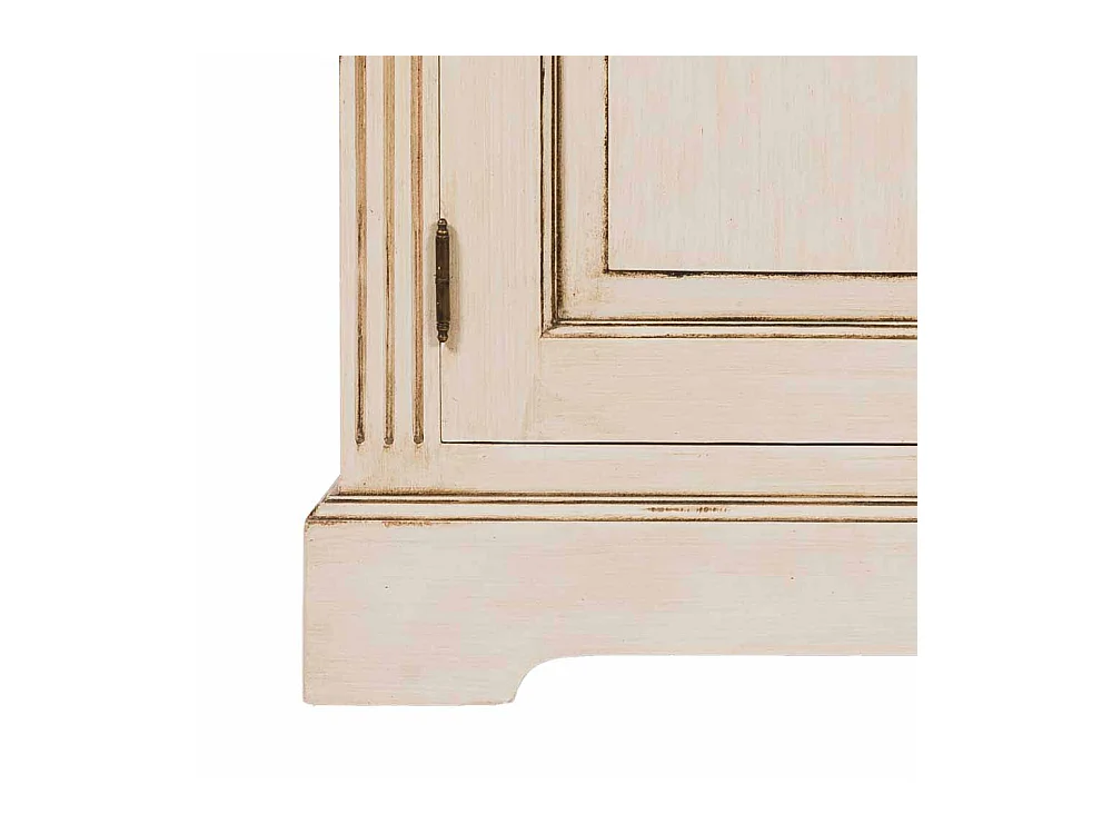 Standvitrine in Creme Weiß Teakholz furniert