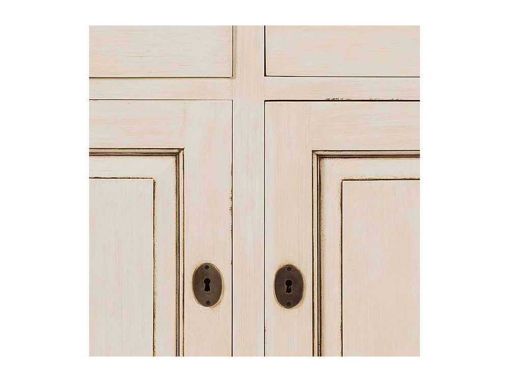 Standvitrine in Creme Weiß Teakholz furniert