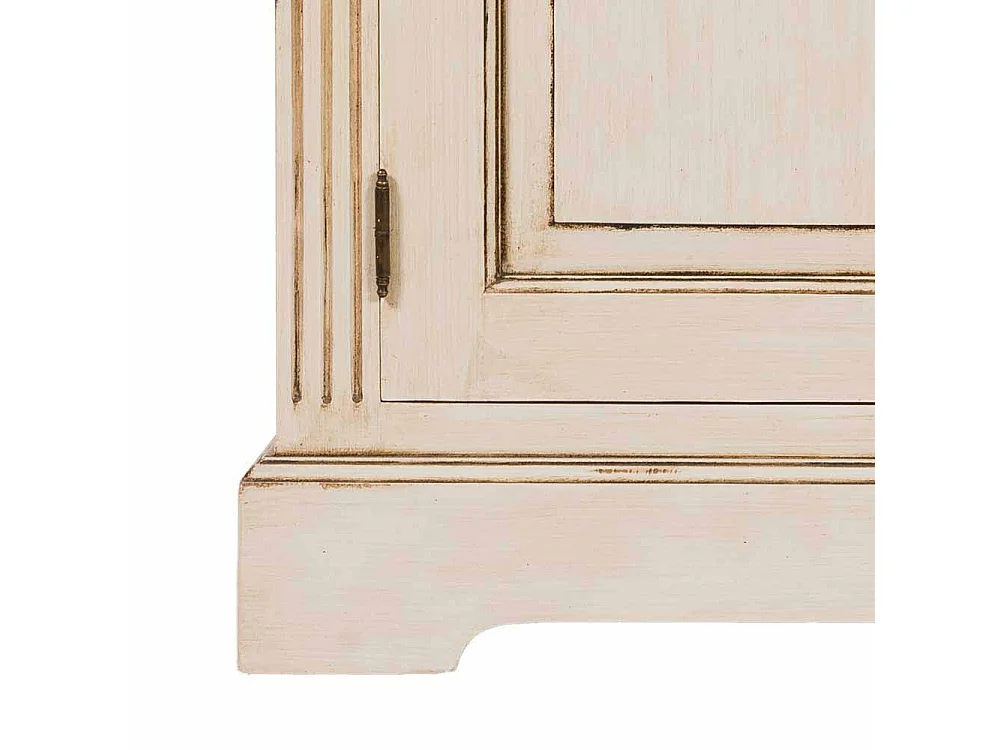 Standvitrine in Creme Weiß Teakholz furniert