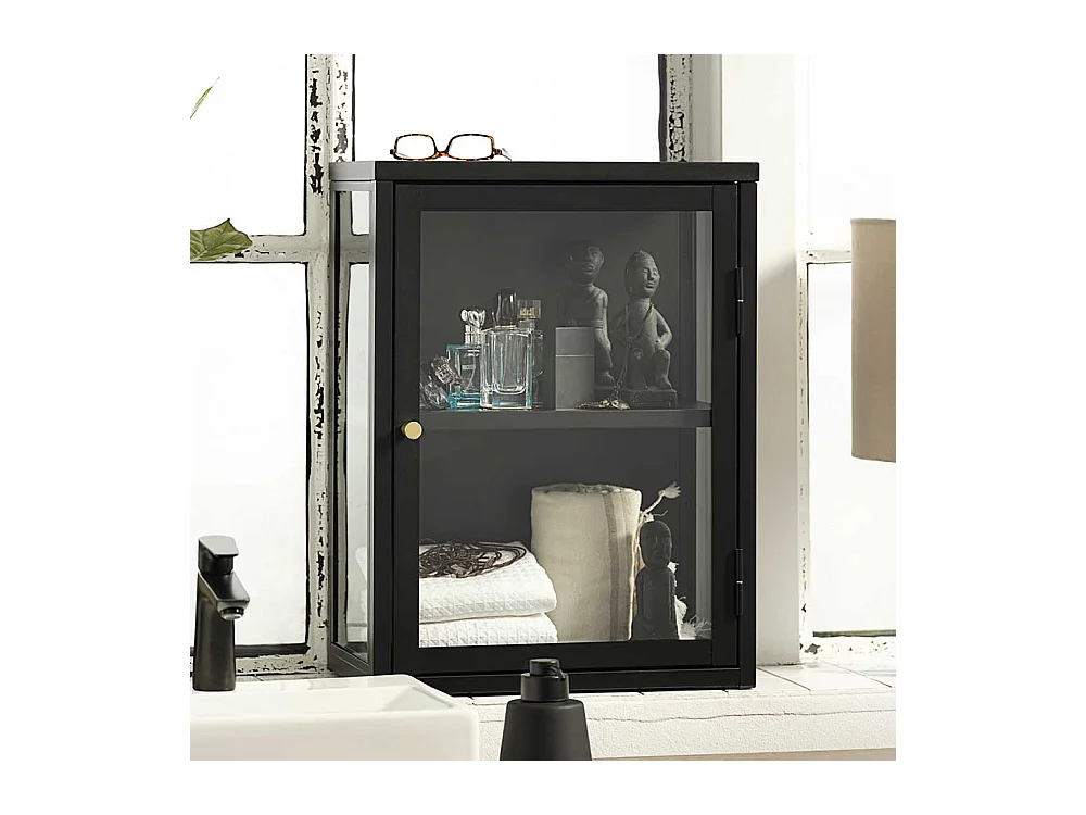 Factory Hängevitrine in Schwarz 60 cm hoch 45 cm breit