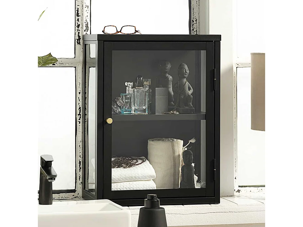 Factory Hängevitrine in Schwarz 60 cm hoch 45 cm breit