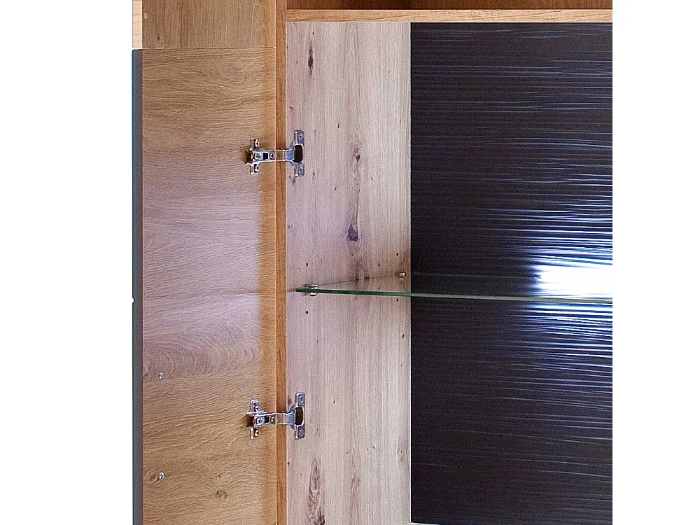 Standvitrine in Eichefarben und Anthrazit 70 cm breit