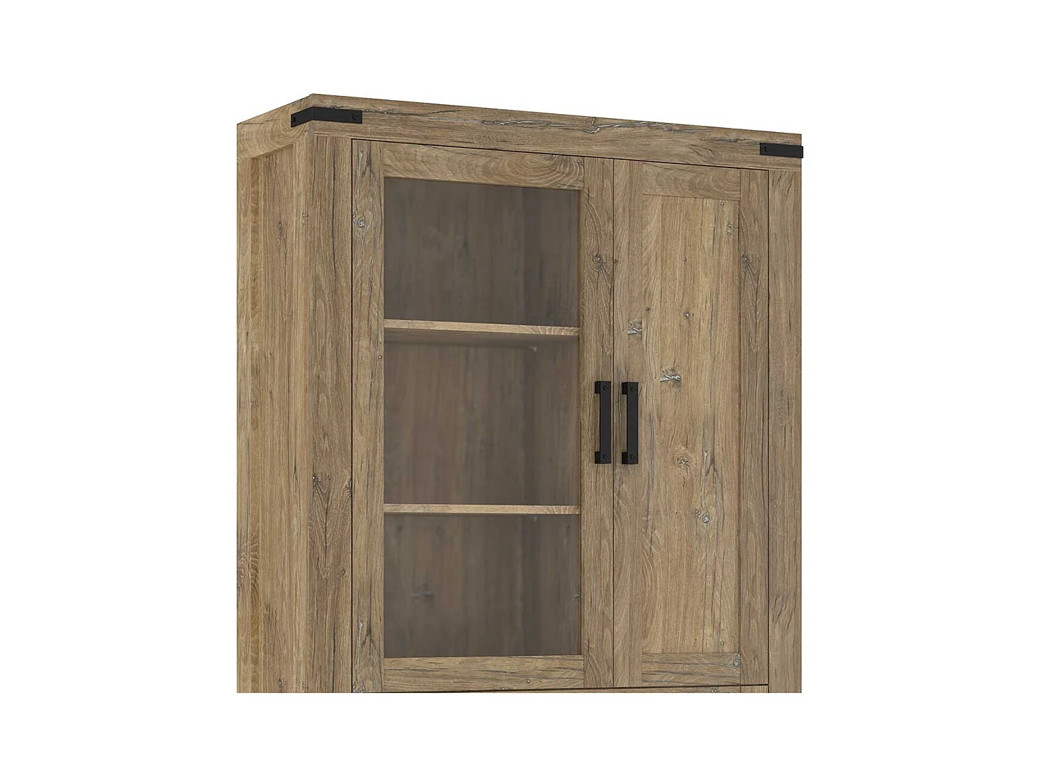 Wohnzimmervitrine mit Glastür in Eiche dunkel 200 cm hoch