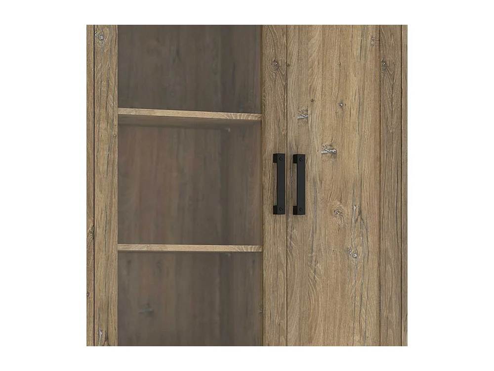 Wohnzimmervitrine mit Glastür in Eiche dunkel 200 cm hoch