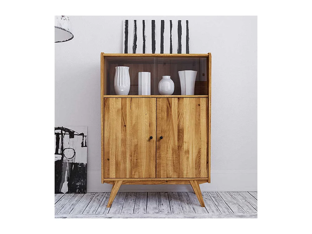 Wohnzimmervitrine aus Wildeiche Massivholz 100 cm breit