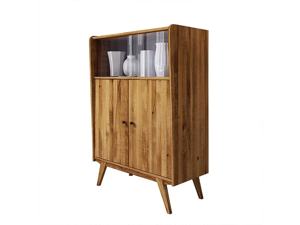 Wohnzimmervitrine aus Wildeiche Massivholz 100 cm breit