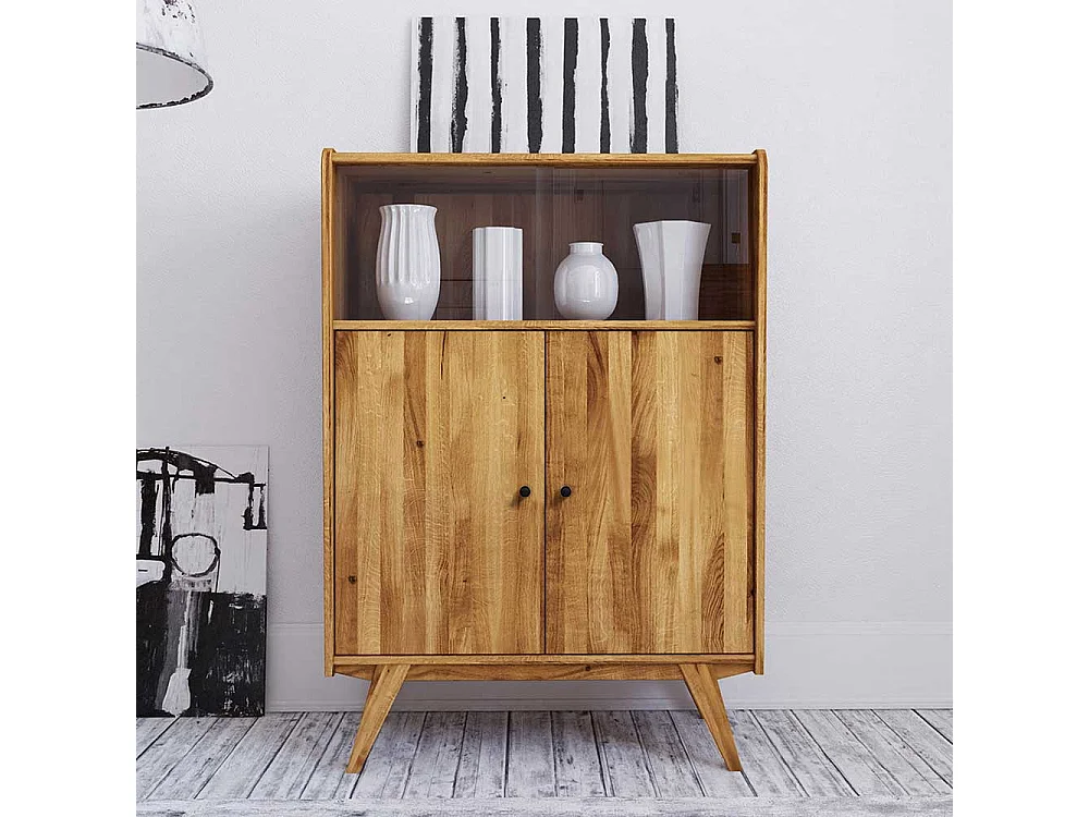 Wohnzimmervitrine aus Wildeiche Massivholz 100 cm breit