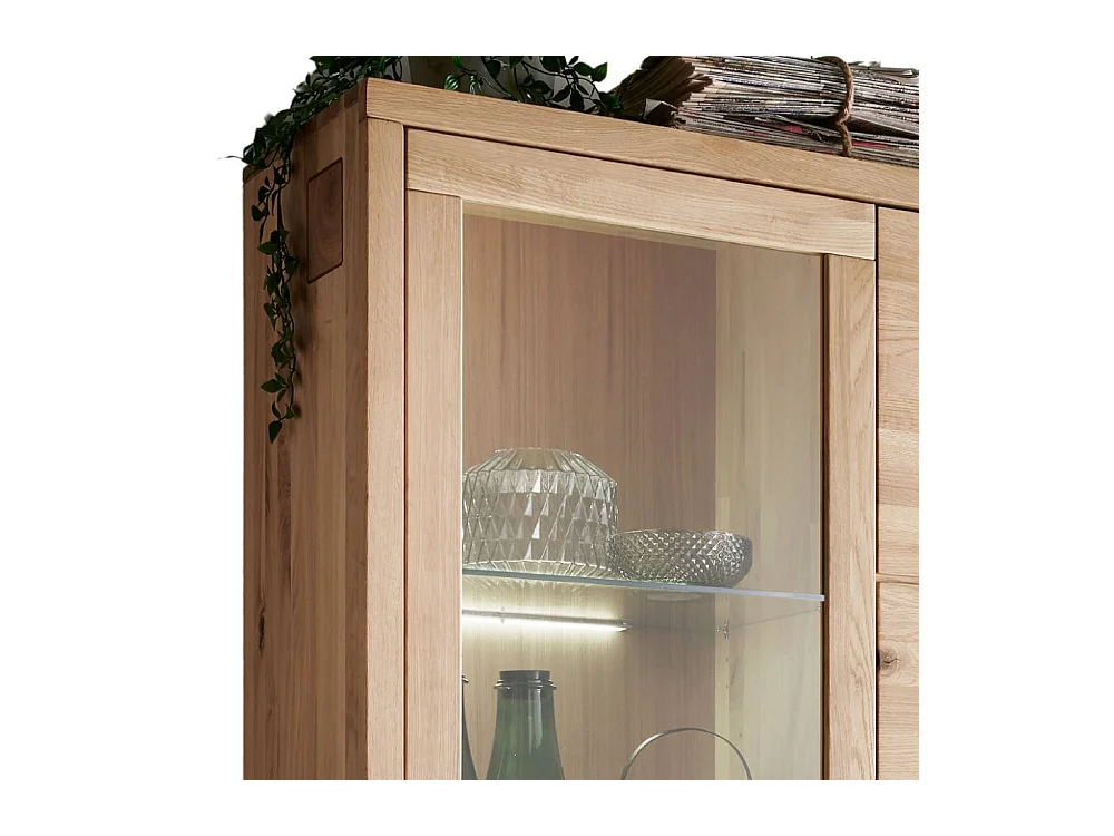 Esszimmervitrine Standvitrine mit Hirnholz Applikation 205 cm hoch