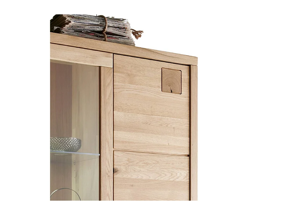 Esszimmervitrine Standvitrine mit Hirnholz Applikation 205 cm hoch