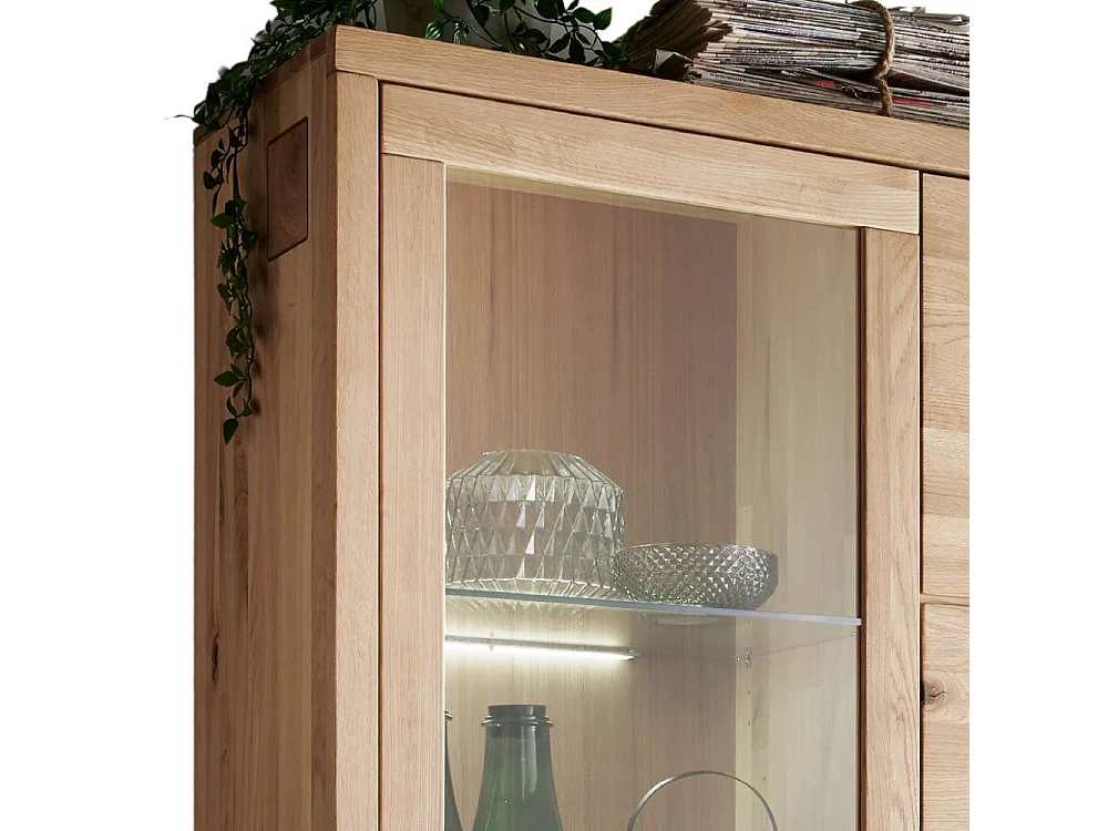 Esszimmervitrine Standvitrine mit Hirnholz Applikation 205 cm hoch