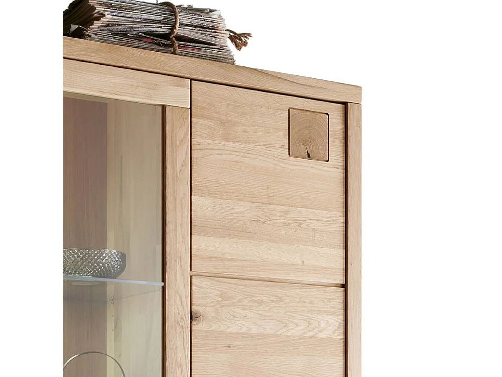 Esszimmervitrine Standvitrine mit Hirnholz Applikation 205 cm hoch