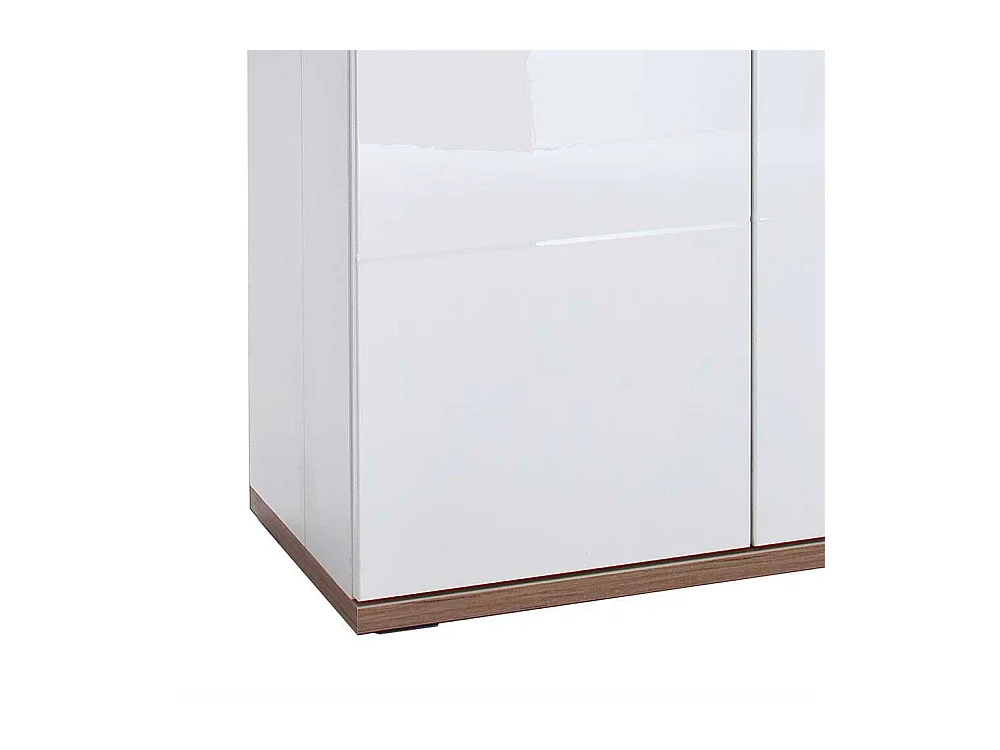 Standvitrine in Weiß hochglänzend und Eiche Dekor 70 cm breit