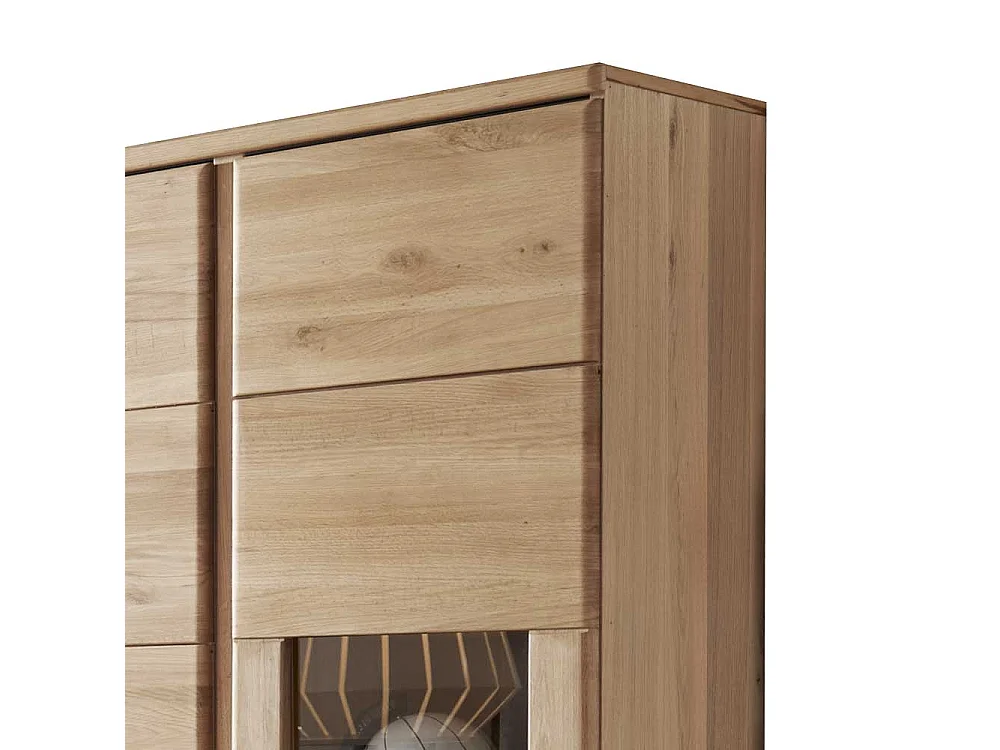 Standvitrine aus Wildeiche Bianco geölt LED Beleuchtung