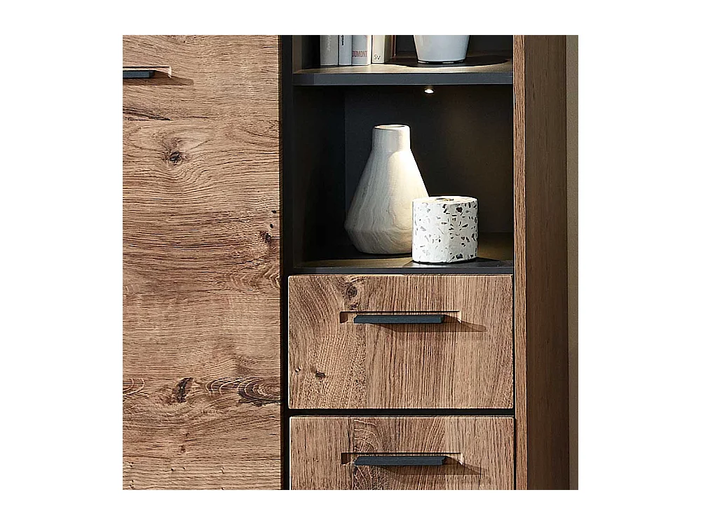 Wohnzimmervitrine in Eiche dunkel Optik Loft Design
