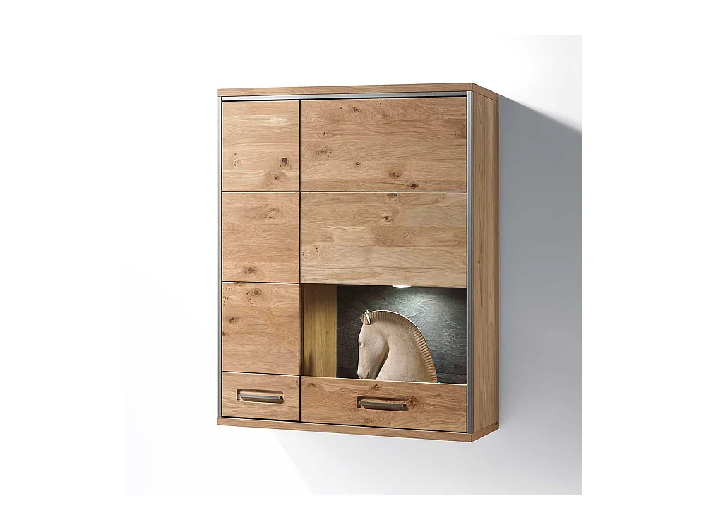 Wohnzimmer Hängevitrine mit Asteiche furniert 2 türig