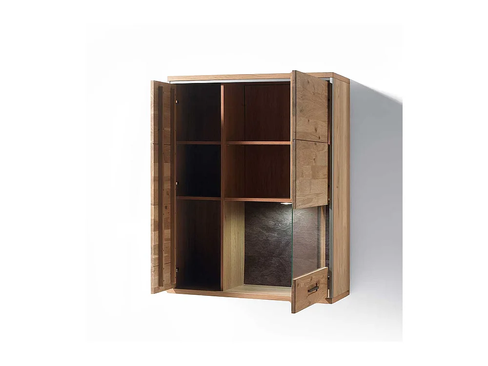 Wohnzimmer Hängevitrine mit Asteiche furniert 2 türig