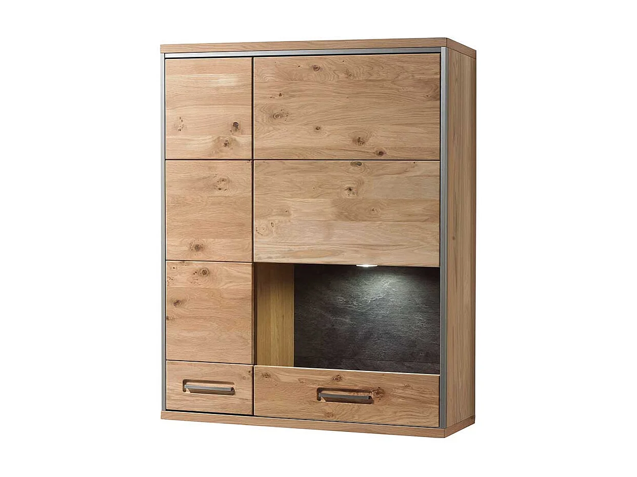 Wohnzimmer Hängevitrine mit Asteiche furniert 2 türig