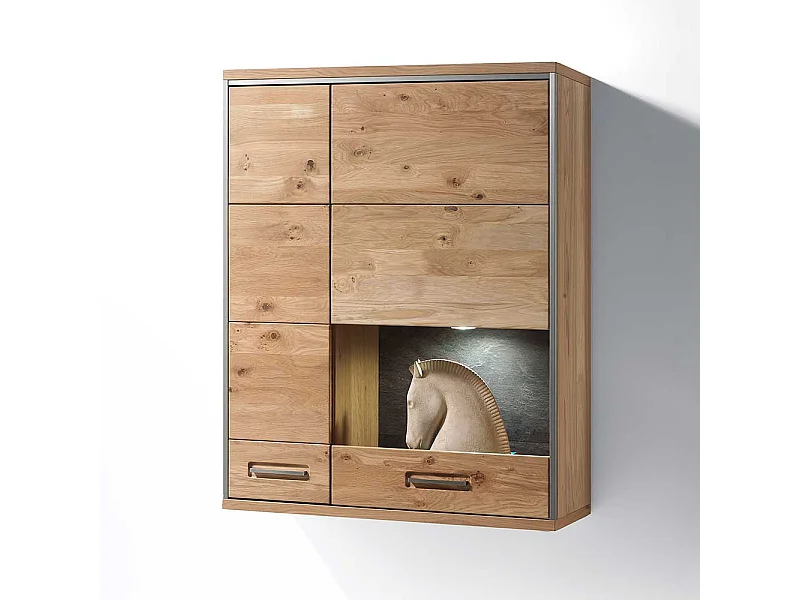 Wohnzimmer Hängevitrine mit Asteiche furniert 2 türig