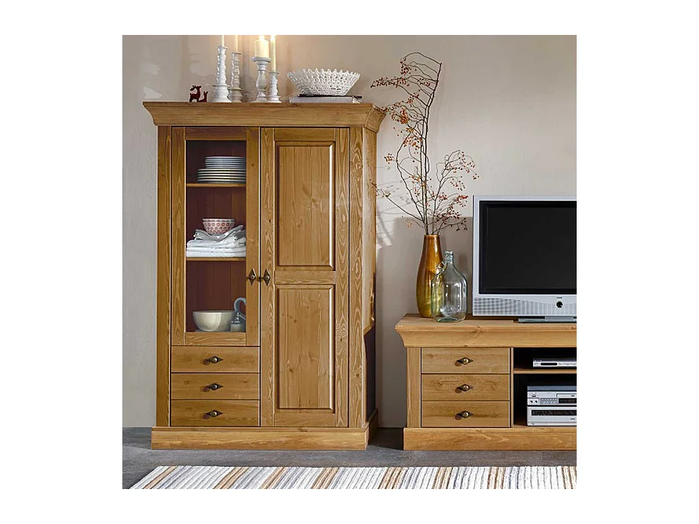 Wohnzimmervitrine aus Kiefer teilmassiv Landhaus Design