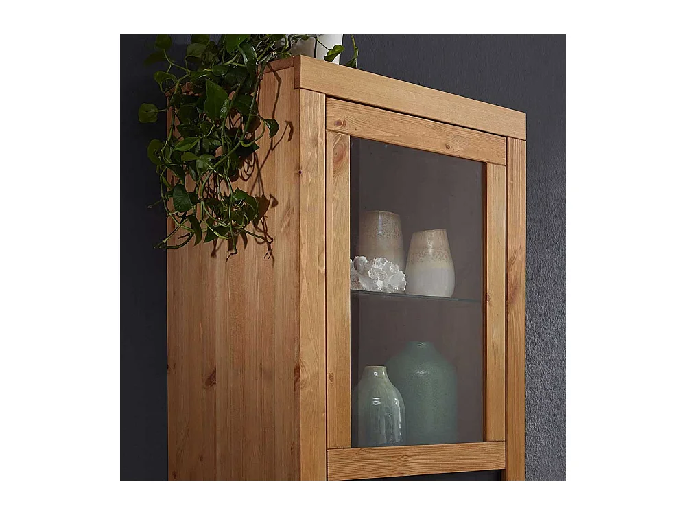 Wohnzimmervitrine in Eichefarben Kiefer Massivholz