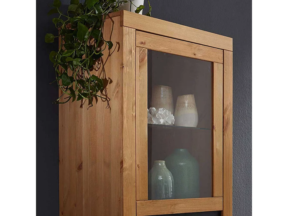 Wohnzimmervitrine in Eichefarben Kiefer Massivholz