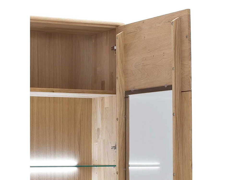 Standvitrine in Eiche Bianco Eiche Massivholz