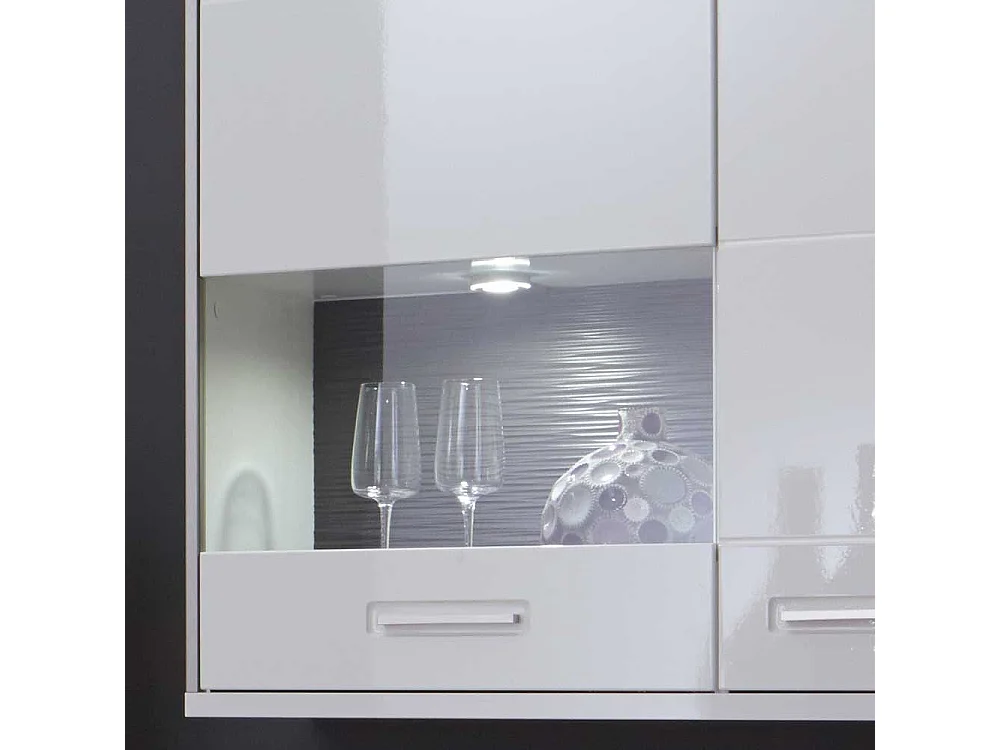 Wandvitrine in Weiß Hochglanz LED Beleuchtung