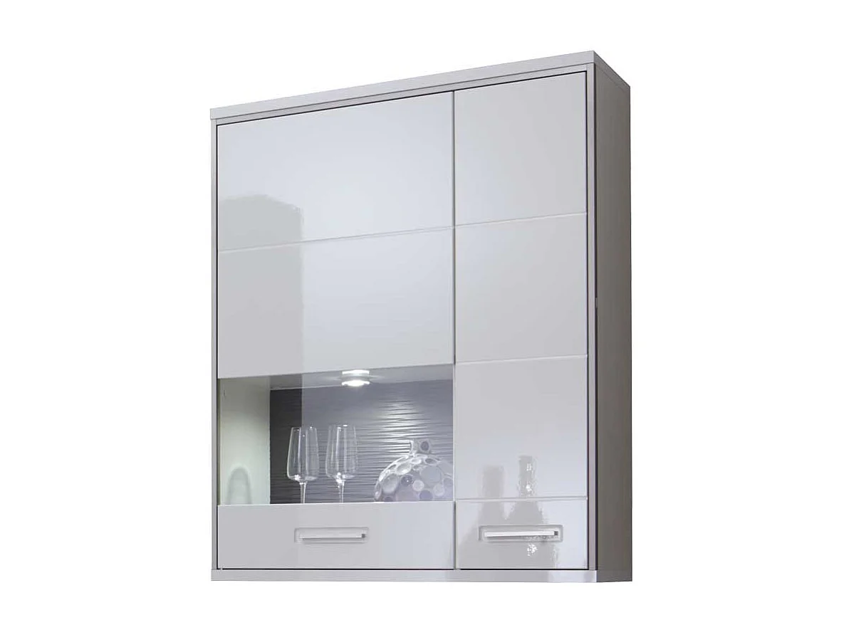 Wandvitrine in Weiß Hochglanz LED Beleuchtung
