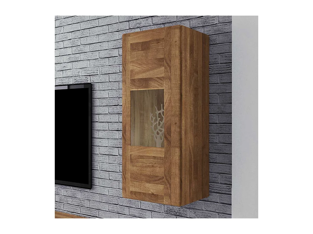 Wandvitrine aus Wildeiche Massivholz 40 cm breit