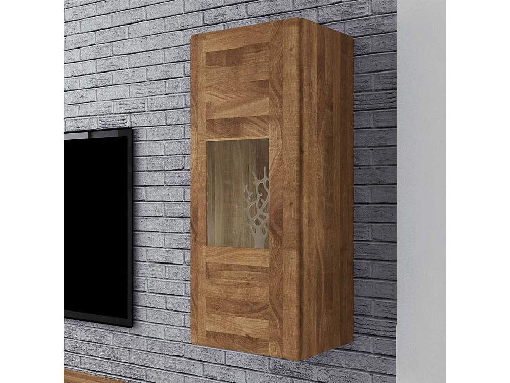 Wandvitrine aus Wildeiche Massivholz 40 cm breit