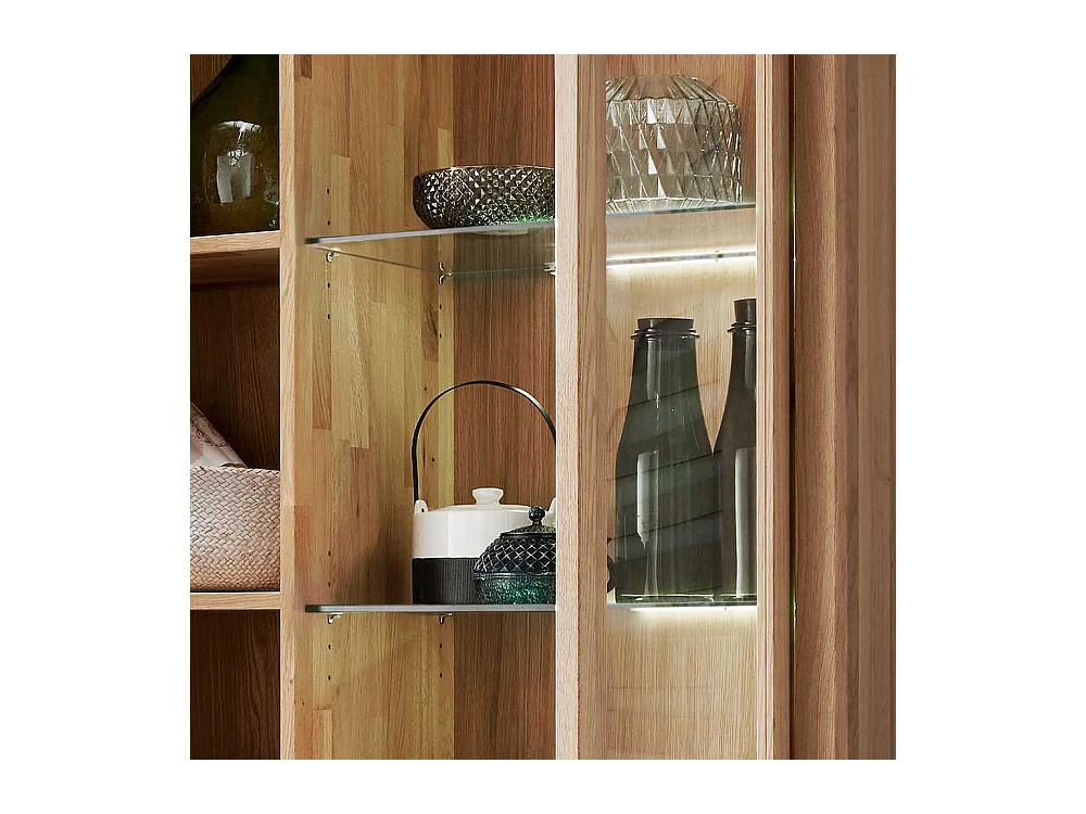 XL Wohnzimmervitrine aus Wildeiche Massivholz Hirnholzeinlagen